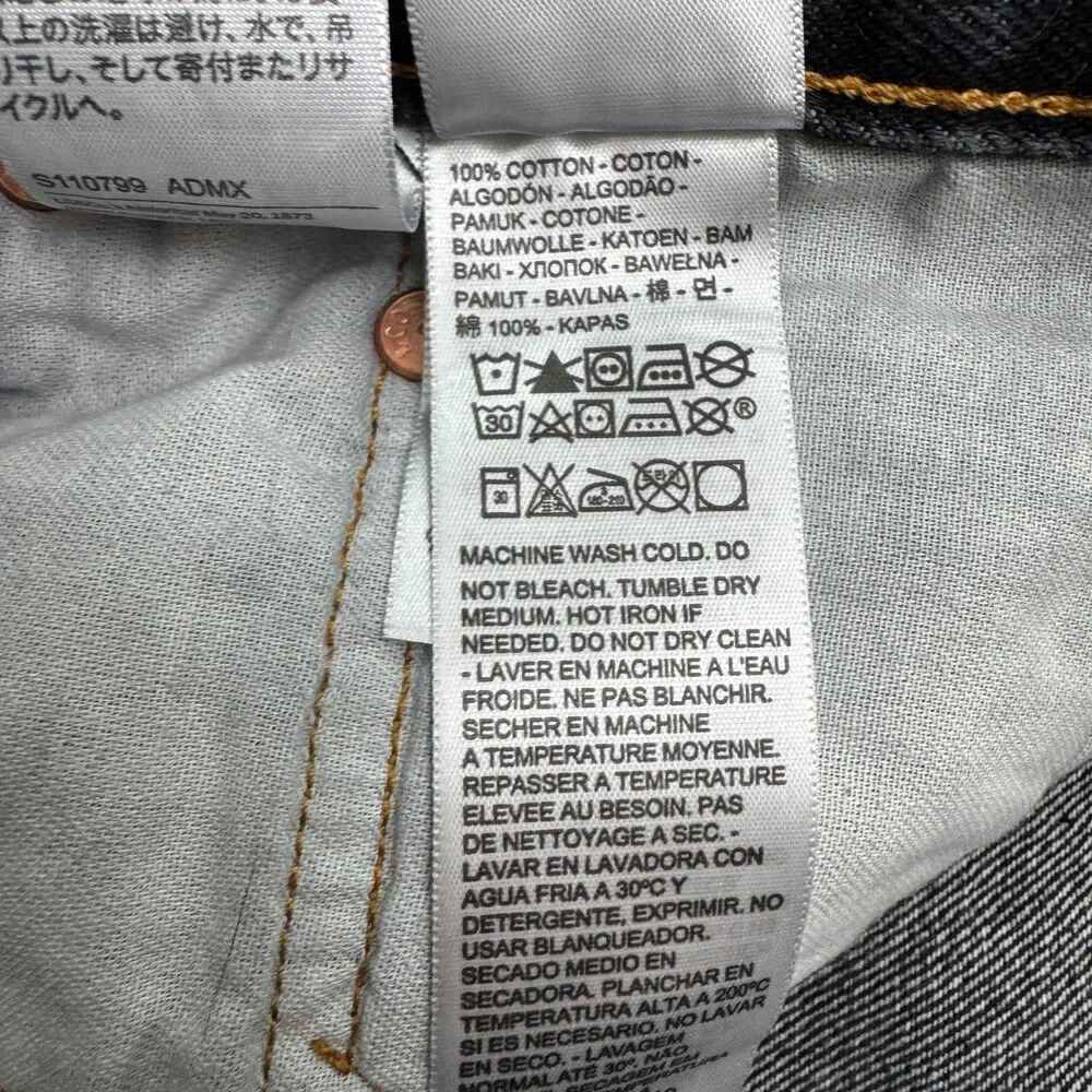 Levi's 501 Original Fit Straight Leg Button Fly Denim Jeans Men 48x34 Tall Black